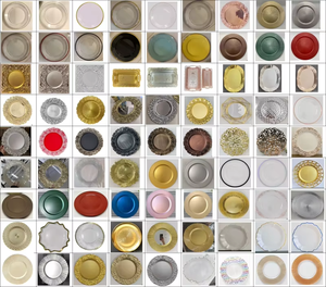 Assiettes de présentation en toile de jute avec bordure dorée, coloris <span class=keywords><strong>taupe</strong></span>, pesach, magenta, et vert sarcelle, pour mariage, Noël - Product Image 5