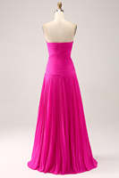 Robe de soirée sans manches en mousseline de soie plissée une ligne aux poignets robe de soirée pour demoiselle d'honneur mère de la mariée Rose