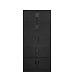 71" Black Steel Garage Storage Cabinet with 10 Locking Doors Lockable Tool Office Furniture for Home Office and Garage Use