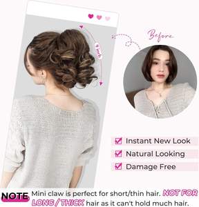 Extension a Clip per Coda di Cavallo 9 Pollici, Capelli Corti Ricci Ondulati con Clip a Becco, Parrucchino Marrone Castagna per Donne - Product Image 3