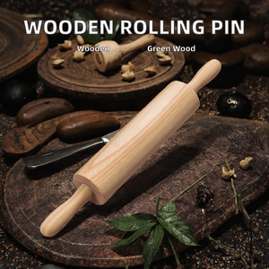 Factory Direct IBS Eco-Friendly Wooden <b>Rolling</b> <b>Pin</b> with Striped <b>Pattern</b> Dishwasher Safe 48cm Length - Product Image 2