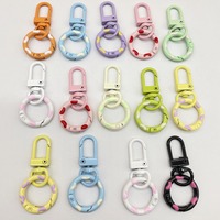 Porte-clés en métal 2 en 1 avec anneau en forme de O Cute Candy Color Lobster Clasp Key Hook for Buckle for Bag Jewelry Making Accessories