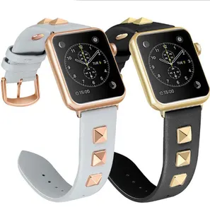 Bracciale gioielli oro rivetti borchie cinturino in pelle per Apple Watch cinturino in pelle di ricambio