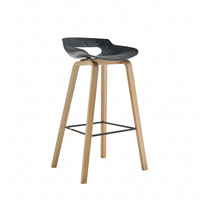 Moderner Massivholz-Barhocker mit Verstellbarer Drehfunktion und Ergonomischem Schwarzen Sitz, Langlebig für Zuhause oder Bar