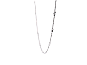 Sleek V Textured White PT950 Neck Cordon with Square <b>Rope</b> Strands Minimalist Business Unisex All Day Platinum Gift Adornment - Product Image 5