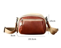 Tas Selempang Kecil Wanita Model Vintage dari Kanvas dan Kulit Asli untuk Sehari-hari