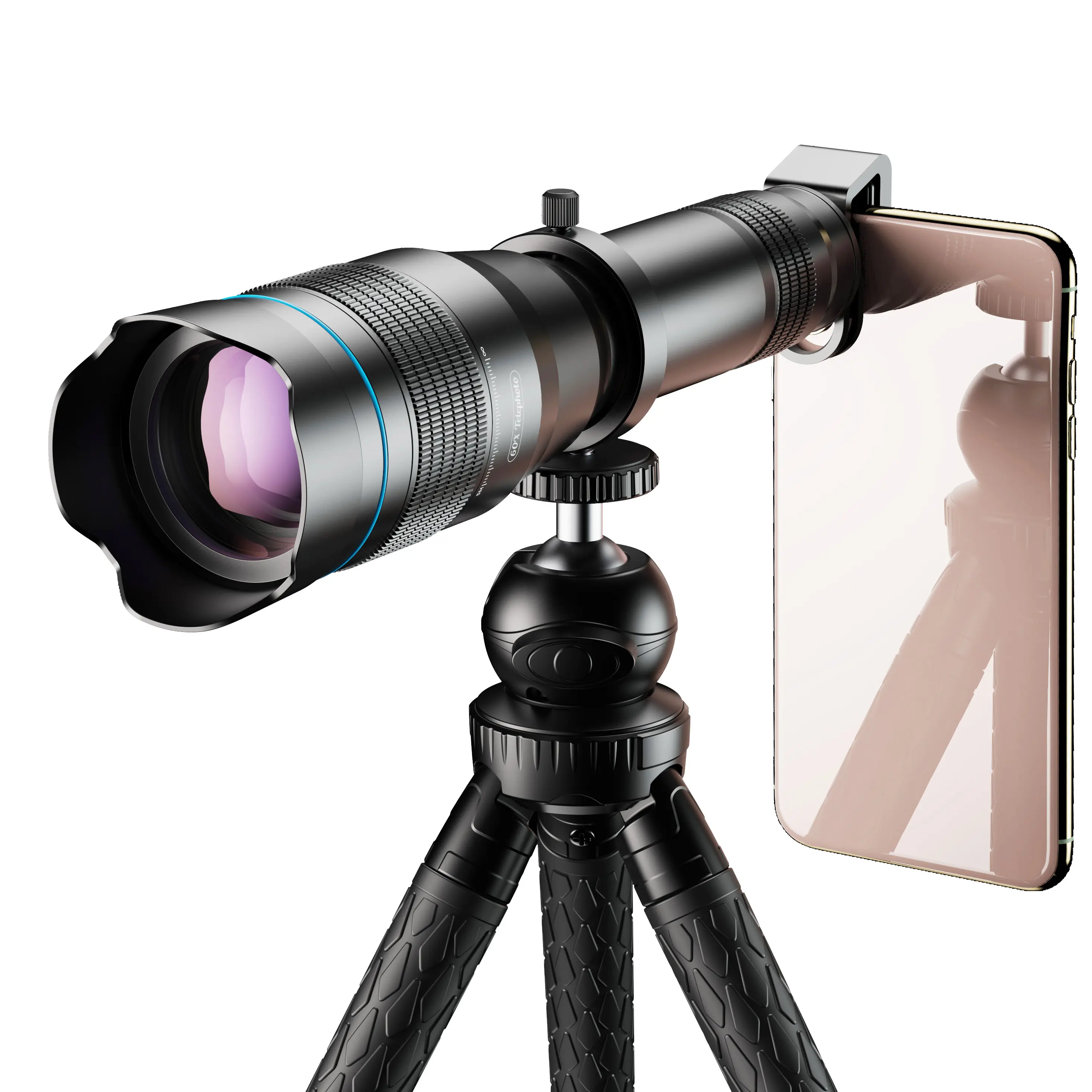APEXEL電話カメラ望遠鏡レンズスーパーズームモバイルHD60X望遠単眼レンズ、拡張可能な三脚付き