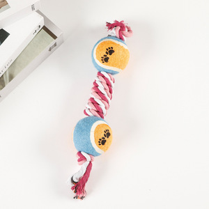 <strong>Cotton</strong> <strong>Rope</strong> Chew Dumbbell Teeth Cleaning Bite Resistant Dual <strong>Tennis</strong> <strong>Balls</strong> Pet <strong>Dog</strong> <strong>Toy</strong> in <strong>Rope</strong> - Product Image 3