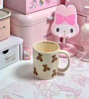 Mug en céramique couleur crème avec motif d'ours mignon |   Mug à café sans BPA, écologique, résistant à la chaleur et compatible lave-vaisselle pour le petit-déjeuner