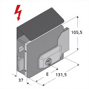 Serrure électrique pour 12V AC. Couvercle de protection à cylindre double fixe avec loquet autobloquant, version galvanisée. - Product Image 1
