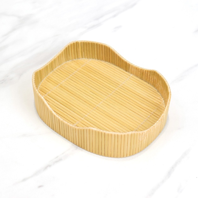 Hand-polished Retro bamboo root fruit plate with natural vintage texture