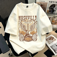 T-shirt en coton pour homme, coupe oversize, effet vintage délavé, 260 GSM, broderie personnalisée, streetwear, tee-shirt décontracté