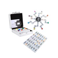 Jeu de dominos mexicain Double Twelve avec étui en aluminium, tuiles numérotées colorées, jeu de société familial, idéal pour les voyages, cadeau