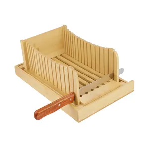 Alat Pengiris Roti Bambu Roti Buatan Sendiri dengan Baki Remah dan Pisau