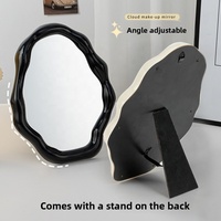 Miroir de Maquillage de Bureau Pliable Personnalisé Style Crème, Réglable, Simple Face, pour Coiffeuse, Forme Irrégulière Mignonne