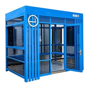 Abri à fumer en structure métallique, kiosque extérieur au design moderne pour usage public - Product Image 5