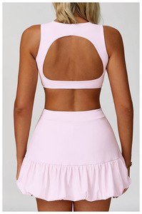 RUIQUWIN Vêtements de sport pour femmes 2025 soutien-gorge de sport dos nu respirant jupes courtes de course avec poche en maille ensemble de jupe de Tennis - Product Image 3
