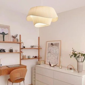Lámpara colgante LED minimalista nórdica Mofas, forma ovalada cremosa para dormitorio, sala de estar, estudio, control de interruptor E27 blanco - Product Image 1