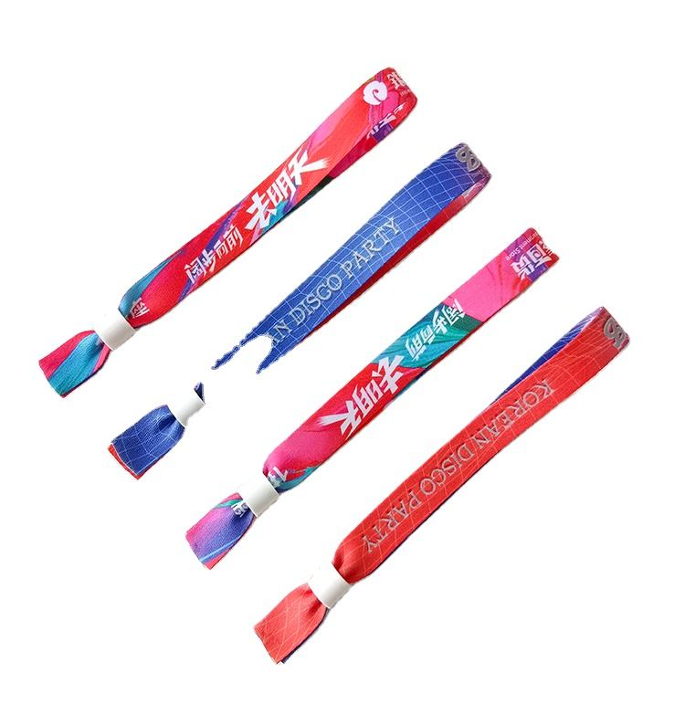 RFID CHIP High Quality Custom Waterproof Eco-Friendly Retro Style Event Festival Party Ribbon Satin Fabric Brands logo Text 2