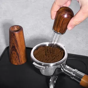 Nueva herramienta WDT de madera maciza, distribuidor de agujas de posos de café, herramienta de Barista, herramienta de agitación con base para distribución de Espresso