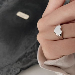 S925 Sterling Silver Heart Shaped <b>Open</b> <b>Ring</b> For Women Pinky Index Finger Elegant Everyday Wear Jewelry - Product Image 4