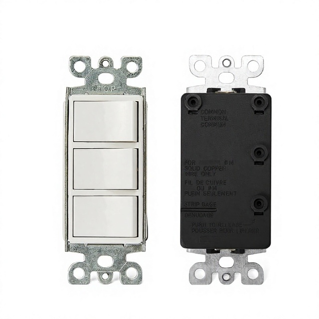 Bosslyn CUL Listed Three Gang One Way Single Pole Switch 15A 120V PC Material SDK Network