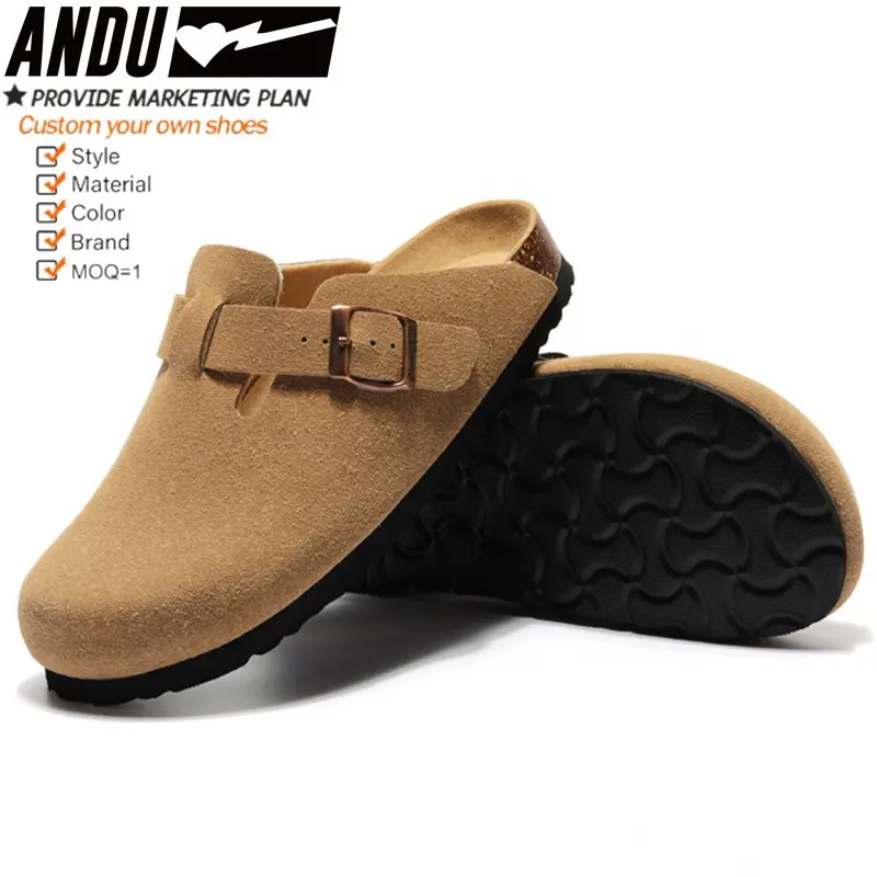 Classic Design Custom Clogs Shoes Women Men's Clogs Mules Cow Suede Leather Clogs Flat Anti Slip Slippers Mules