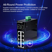 Commutateur Ethernet industriel non géré ZTRS à 10 ports, double rangée, 100 Mbit/s, fonction PoE, rail DIN, 100 Mbit/s