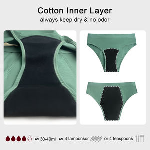Prix d'usine Culotte menstruelle personnalisée pour femme, 4 <span class=keywords><strong>couches</strong></span>, anti-fuite, en coton de bambou, pour flux abondant - Product Image 4