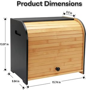 Caja de Pan Rectangular de Estilo Rústico con Doble Tapa Enrollable, 2 Compartimentos, 3 Alturas Ajustables, 27 Litros, Almacenamiento Natural - Product Image 2
