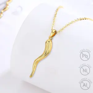 Merryshine good luck protection amulet jewelry gold plated jewelry fashion buffalo italian horn jewelry necklace