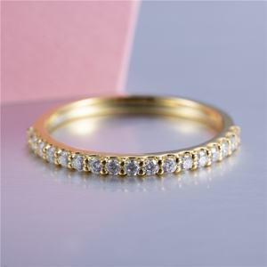 Bague demi-éternité Messi MS-414 en or jaune 18 carats, bijoux personnalisés, bague éternité en diamant de laboratoire - Product Image 5