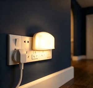 Chrome Shovel-Shaped <b>LED</b> <b>Night</b> <b>Light</b> with Reflective Surface AC Powered - Product Image 2