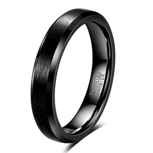 Anillo de Carburo de Tungsteno de 4-6-8 mm con Acabado Cepillado, Anillo de Boda Unisex, Joyería de Moda - Product Image 4