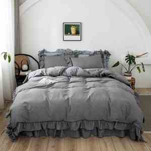 Juego de Ropa de Cama para Niñas Sweet Princess, 4 Piezas, con Volantes, de Algodón Sólido, Incluye Falda de Cama, Cubrecama, Sábana y <span class=keywords><strong>Funda</strong></span> de Edredón para Dormitorio - Product Image 4