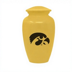 Yellow Aluminium <b>Large</b> Cremation Adult <b>Urn</b> for Human Ashes With Free Velvet Bag - Product Image 1