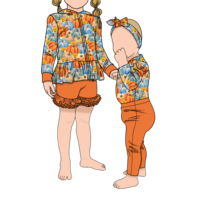 Coréen de haute qualité doux brossé lait soie 2 pièces mignon filles fermeture éclair vestes citrouille motif à manches longues bébé soeur à capuche ensemble