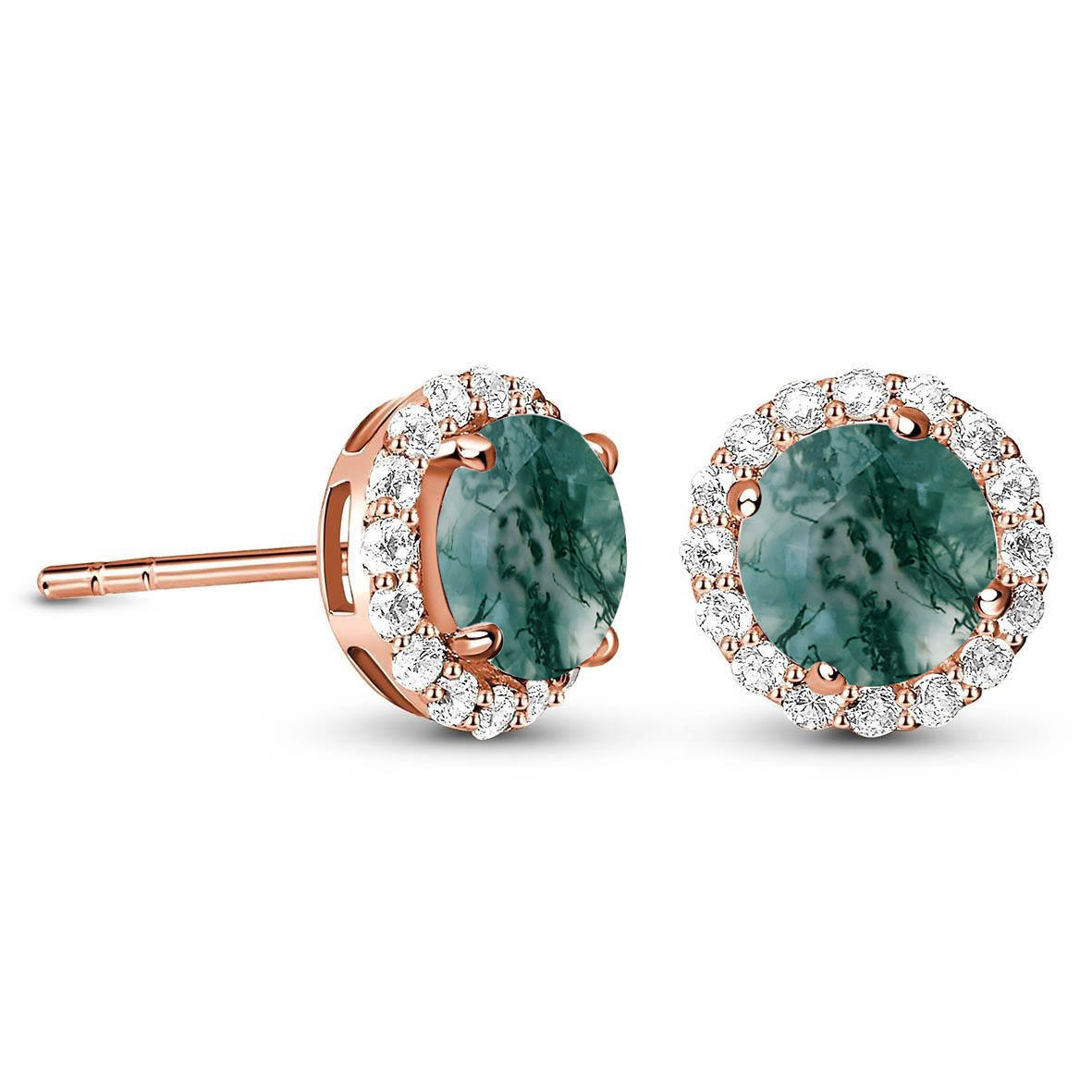 Natural Moss Agate-Rose Gold