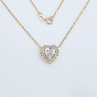 Collier Pendentif Réglable en Or Jaune 18K avec Diamant de Laboratoire Cœur Battant et Coupe Fine, Bijoux Fins, Charm Délicat, Chaînes Tendance