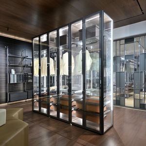 بيع بالجملة رف معاطف من الزجاج والألومنيوم على الطراز الحديث عالي الجودة مخصص في خزانة الملابس غرفة خلع الملابس لغرفة النوم - Product Image 3