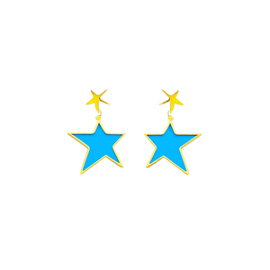 Pendientes de Moda con Forma de Estrella Azul, Chapados en Oro, Acero Inoxidable 316L, Sostenibles y Resistentes - Product Image 2