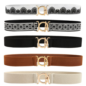 Nouvelle <span class=keywords><strong>ceinture</strong></span> décorative élégante pour <span class=keywords><strong>femme</strong></span>, style simple, élastique, <span class=keywords><strong>large</strong></span>, pour la taille, avec boucle en alliage doré, tendance - Product Image 1