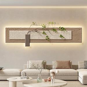 Living Room Decorative Painting Beige Rectangle <b>With</b> Backlight Handmade 3D Sandstone Texture Art For Sofa <b>Wall</b> - Product Image 1