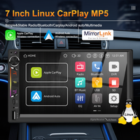 7 pouces système Linux 2 Din lecteur multimédia de voiture universel Youtube musique MP5 sans fil Carplay Android Auto autoradio GPS