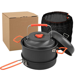 Ensemble d'ustensiles de cuisine portable en alliage d'aluminium 1.6L bouilloire à vapeur binaurale et grande poêle à frire pour le camping pour les campeurs randonneurs - Product Image 5