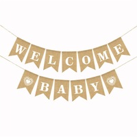 Tissu toile de jute bannière Triangle fanion drapeau lin bruant guirlande banderoles Art déco Design pour accrocher dans anniversaire bébé douche
