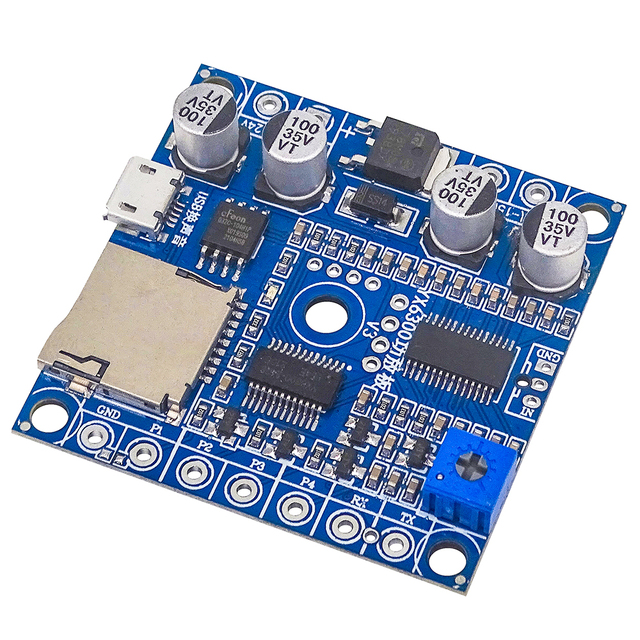 YX6300 MAV MP3 Amplifier Module Voice Broadcast Module 32Mbit 10W Flash UART Control Support TF Card DC 9V 12V 24V