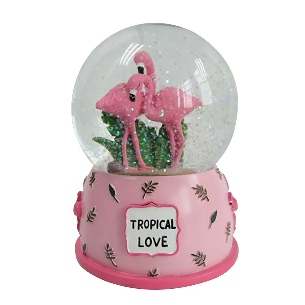 Valentijn Souvenir Glitter Water Bal Hars Flamingo Sneeuwbol