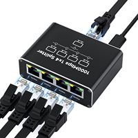 Adaptateur Répartiteur LAN Gigabit RJ45 1 Entrée 4 Sorties 10/100/1000 Mbps, Prolongateur Réseau Ethernet pour Caméra IP CCTV
