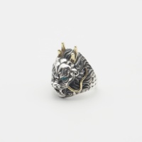 Bague Unique Tête de Dragon en Argent 925 pour Homme Ajustable